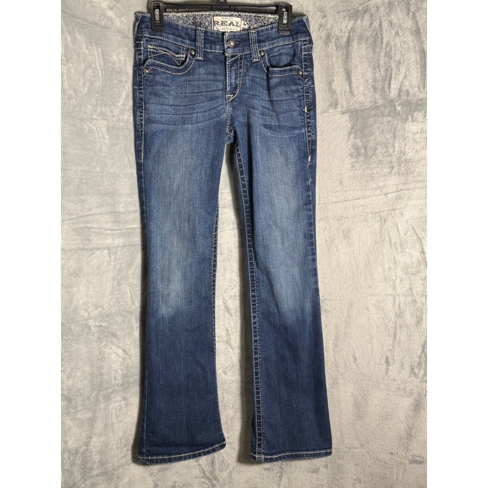 Ariat REAL Denim Womens 28R Mid Rise Bootcut Jeans Medium Wash Western 10014023